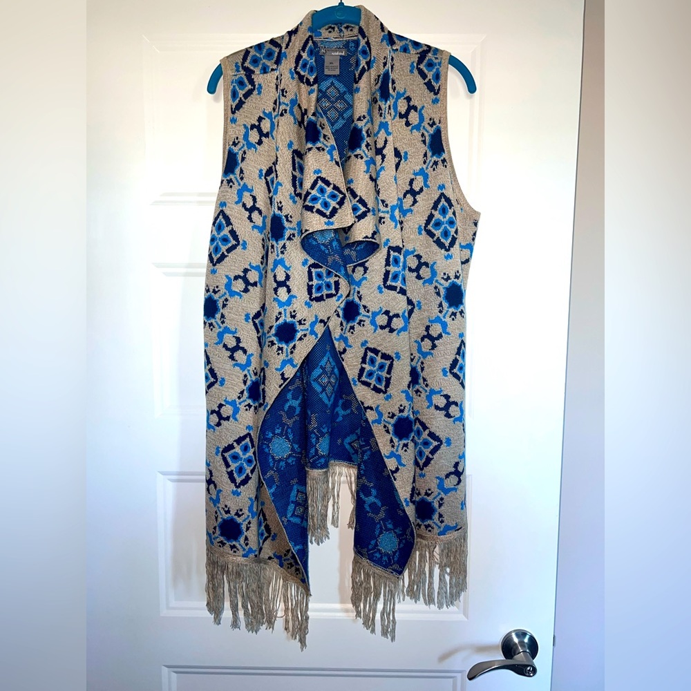 Blue and Beige multicolored New Directions Cardigan